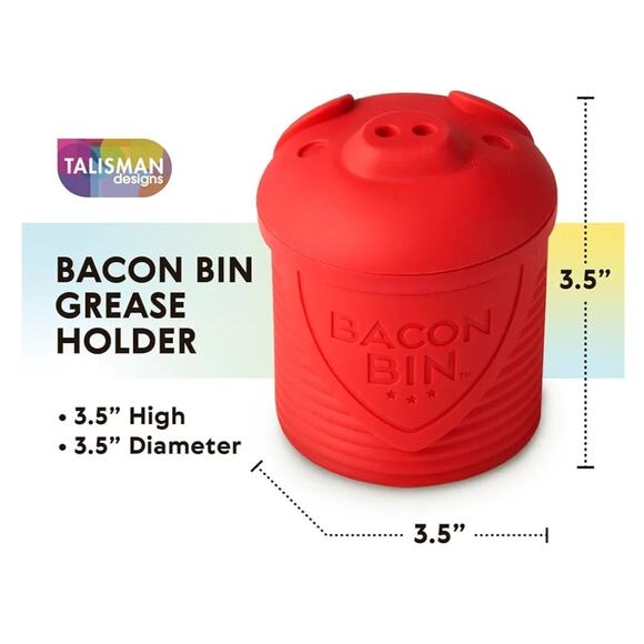 Talisman Designs Silicon Red Pig Face Bacon Bin Grease Strainer & Collector Cup - Picture 7 of 8